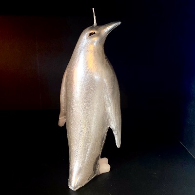 Pinguoin bougie argenté