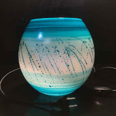 Lampe ronde petite turquoise mouchetée